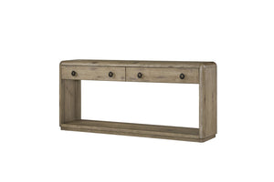 English Elm English Knotty Oak Veneer Console Table with Drawers Open Shelf Entryway Accent B2699P443196