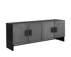 Sunpan Viserys Sideboard - Elegant Black Terrazzo Marble & Antique Zinc Iron Doors for Unique Dining Style