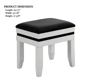 English Elm Contemporary Glam Vanity with Rhinestone Trim and Tempered Glass Top, High Gloss Finish, Illuminated Appeal Black,White 38 L x 23 W x 35 H B2741S00684