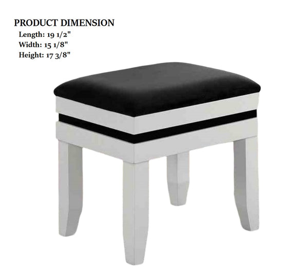 English Elm Contemporary Glam Vanity with Rhinestone Trim and Tempered Glass Top, High Gloss Finish, Illuminated Appeal Black,White 38 L x 23 W x 35 H B2741S00684