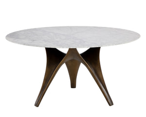 Sunpan Bijon 59" Dining Table with Matte White Carrara Marble Top & Sculptural Base - Unique Elegance