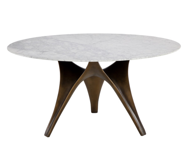 Sunpan Bijon 59" Dining Table with Matte White Carrara Marble Top & Sculptural Base - Unique Elegance