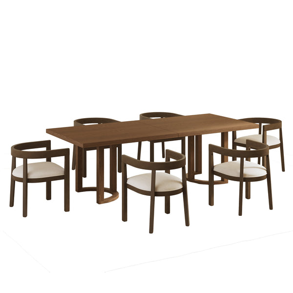 English Elm Christopher Knight Home® - 7Pcs Elegant Dining Set - Mid-Century Modern Design With Upholstered Chairs For Stylish Comfort N771P254285T_N771P195513T