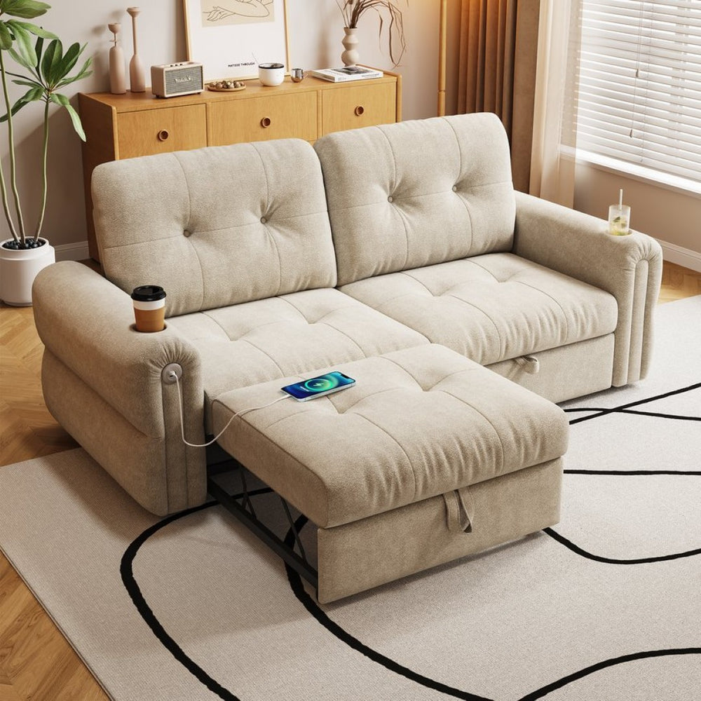 English Elm It Chenille Convertible Sleeper Loveseat with Steel Frame for Compact Living Spaces W3820S00018