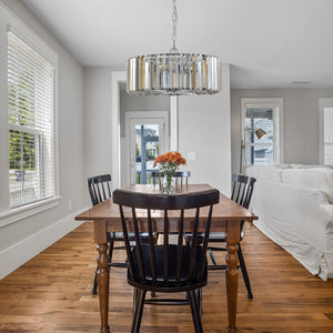 English Elm 17" Chrome Crystal Pendant Chandelier - Modern 4-Light Adjustable Hanging Fixture, K9 Crystals, E26 Base W2312P389945