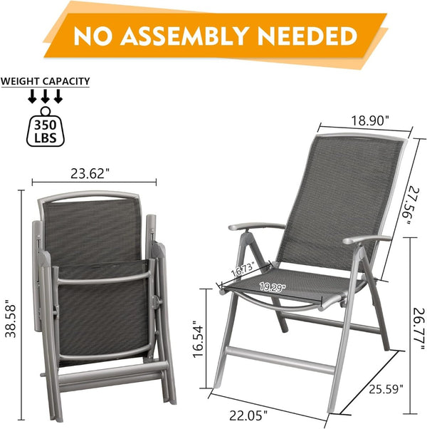 English Elm Patio Folding Chairs Set Of 2 – Lightweight, Adjustable Reclining Outdoor Chairs For Garden & Beach W1859P210825-GIGA