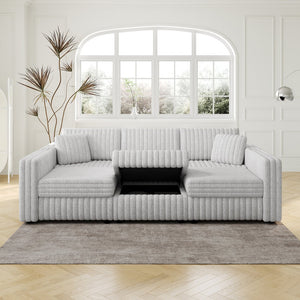 English Elm 106.3" U-Shaped 6-Person Sofa With Ottoman - Stylish Light Gray Modular Design & Hidden Storage Solutions W1767S00013