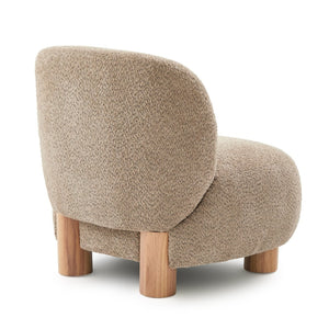 English Elm Boucle Rounded Accent Chair with Rubberwood Legs for Modern Minimalist Living Rooms Light Brown,Natural Wood N776P423410B