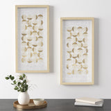 Madison Park Aurelian Emblem Modern/Contemporary Natural Capiz with Gold Foil 2-piece Shadowbox Wall Decor Set MP95B-0288 Natural/Gold