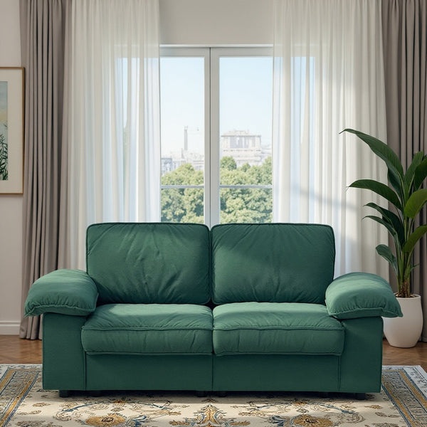 English Elm Fx-P20M-2S-Gr Green Velvet 2-Seater Loveseat With Hidden Storage - Stylish Sofa For Small Spaces W576S00230