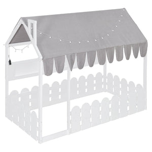 English Elm {slats Are Not Included} Twin Montessori House Floor Bed Kids Tent Lights Shelves Pinewood Frame White N708P407962K