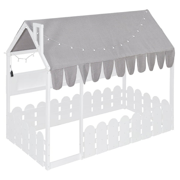 English Elm {slats Are Not Included} Twin Montessori House Floor Bed Kids Tent Lights Shelves Pinewood Frame White N708P407962K