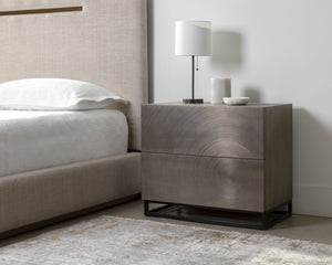 Sunpan LUTANA Nightstand - Handcrafted Grey Mango Wood with Iron Legs, Unique Rustic-Industrial Design 110641