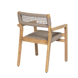 English Elm Christopher Knight Home® - Outdoor Rope Woven Acacia Dining Chair Set with Breathable Backrest and Durable Weather‑Resistant Wood Light Teak 39.5 L x 24.25 W x 10.25 H N776P247440L