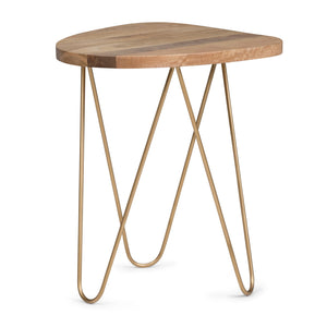English Elm Patrice Handcrafted Mango Wood Accent Table with Gold Hairpin Legs — Natural Finish, Modern Chic B136P158987