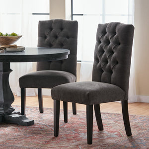 English Elm Harriet Tufted Crown Back Upholstered Dining Chairs Set of Two Formal Elegance 52322.00DGRY