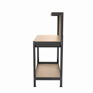 English Elm 63" Steel Workbench with Pegboard Mdf Surface Drawer for Garage Workshop Use W2079P185202