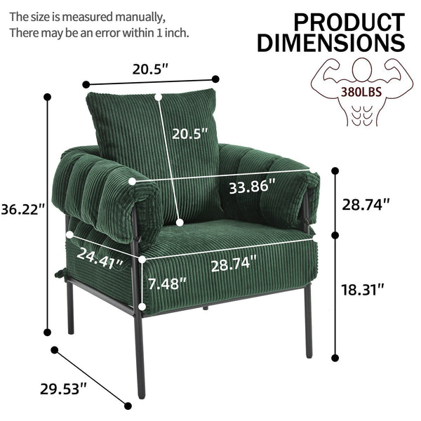 English Elm TS Modern decorative chair with plush teddy fleece upholstery and gold metal legs for luxe comfort and style Dark Green W2311P308067