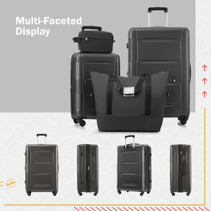 English Elm 2 Piece Abs Hard Shell Spinner Luggage Set with Tsa Lock Expandable Travel Suitcases Dark Gray N732P198744B