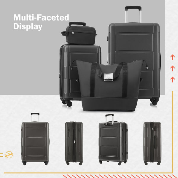 English Elm 2 Piece Abs Hard Shell Spinner Luggage Set with Tsa Lock Expandable Travel Suitcases Dark Gray N732P198744B