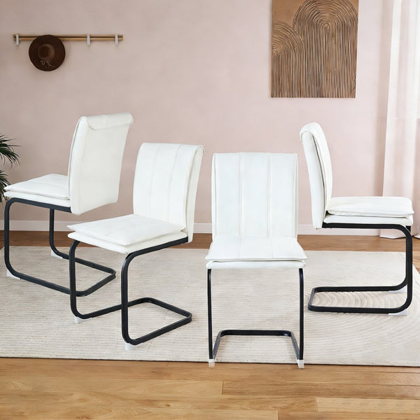 English Elm Modern Pu Leather Cantilever Dining Chairs Set of 4 with Steel Arc Frame for Kitchen W5123P454210