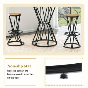 English Elm Single Package Industrial Bar Set Round Mdf Top with Metal Frame Seats 2 for Kitchen Black,Wood W1151P434793
