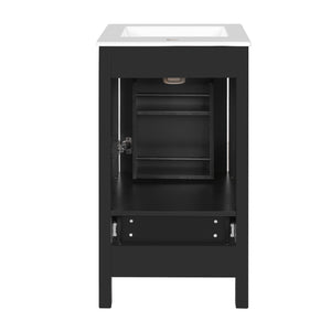 English Elm 18-Inch Modern Bathroom Vanity with Ceramic Sink, Soft-Close Doors, Divider Drawer & Adjusting Feet Black N729P334854B