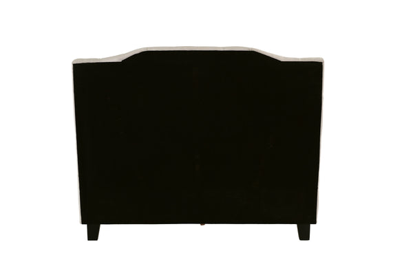 English Elm Gorgeous Arched Tufted Faux Leather Queen Bedframe with Diamond Headboard Trim and Modern Elegance Beige,Off White 59 L x 45 W x 6 H B011S02010