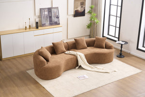 English Elm Compression Compression Sponge Sofa Curved Modular Sectional with 30D High-Density Chenille Sleeper for Cozy Apartment Living Room Comfort and Safe Rounded Design Caramel W2231S00040