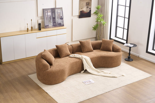 English Elm Compression Compression Sponge Sofa Curved Modular Sectional with 30D High-Density Chenille Sleeper for Cozy Apartment Living Room Comfort and Safe Rounded Design Caramel W2231S00040