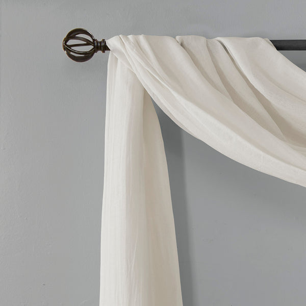 JLA Home Madison Park - Solid Crushed Scarf Sheer Draped Window Accent with Lightweight Texture for Elegant Layering and Easy Install White MP40-4511