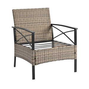 English Elm Patio Four-Piece Wicker Furniture Set - Stylish Outdoor Seating With Plush Cushions & Metal Table W1703S00031-GIGA
