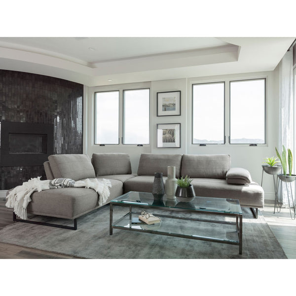 English Elm Harnal Taupe L-Shape Sectional Sofa with Pocket Coil Seating, Plush Back Pillows & Extendable Armrest for Luxurious Comfort and Style B062S01152
