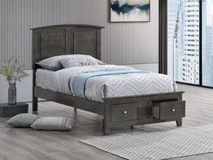 English Elm Hammond Farmhouse Twin Storage Bed with Panel Headboard and Two Under Drawer Gray B078S00674