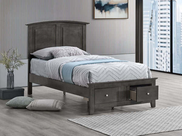 English Elm Hammond Farmhouse Twin Storage Bed with Panel Headboard and Two Under Drawer Gray B078S00674