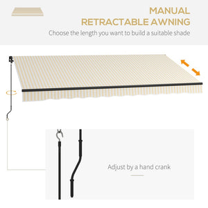 English Elm Outsunny 13' X 10' Retractable Awning - Uv-Resistant Sunshade With Crank, Durable Aluminum Frame & Easy Install W2225P200515-GIGA