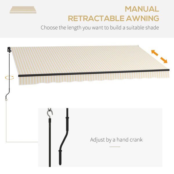 English Elm Outsunny 13' X 10' Retractable Awning - Uv-Resistant Sunshade With Crank, Durable Aluminum Frame & Easy Install W2225P200515-GIGA