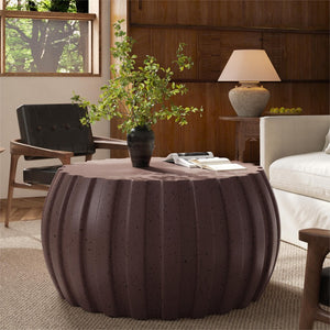 English Elm 35.43" Square Mgo Cement Coffee Table Weatherproof Indoor Outdoor Low Profile Modern Brown W757P387434