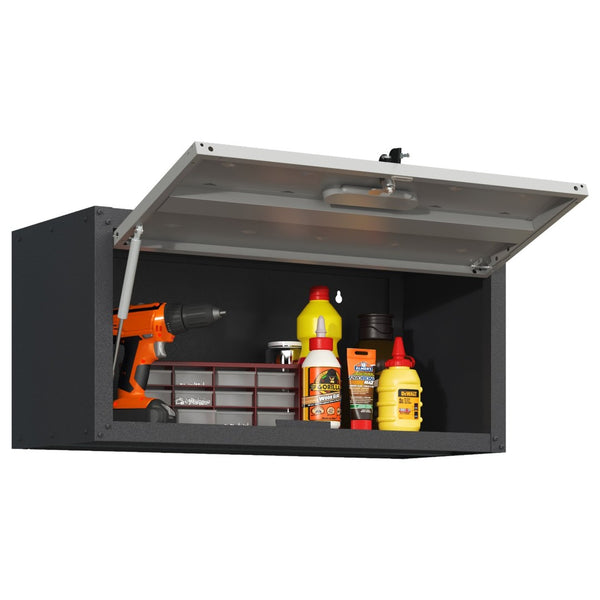 English Elm Heavy Duty Wall Mounted Steel Cabinet Locking Lift Door Garage Workshop Storage Black+ Gray T2398P236483