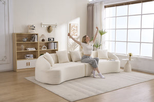 English Elm Compression Foam Curved Sectional Chenille Sleeper Sofa for Modern Living Rooms W2231S00052