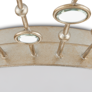 Planisphere Modern Silver Flush Mount Light Fixture with Beveled Glass and Dimmable LED Technology