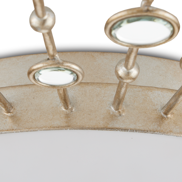 Planisphere Modern Silver Flush Mount Light Fixture with Beveled Glass and Dimmable LED Technology