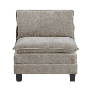 English Elm Modern Armless Chair Chenille Upholstery with Pocket Coil Support, Removable Covers, Plywood Frame, Chic Feet Brown+Gray,Pewter 34.5 L x 29 W x 8.5 H B011P353079