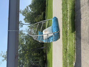 English Elm Outdoor Blue Rattan Egg Swing Chair - Weather-Resistant, Comfortable, Foldable & Easy To Install W2500P364241