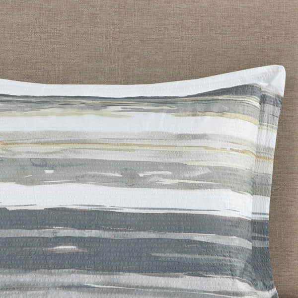 English Elm 8 Piece Printed Seersucker Comforter Set In Yellow & Gray - Stylish, Hypoallergenic King/Cal King Collection B03597255