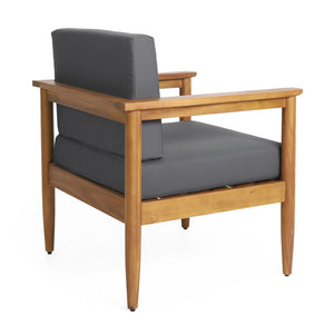 English Elm Christopher Knight Home® - GAVIN Acacia Club Chair Dark Grey with Water-Resistant Cushions, Slat Wood Design, 29"W x 27"D 67311.00DGRY