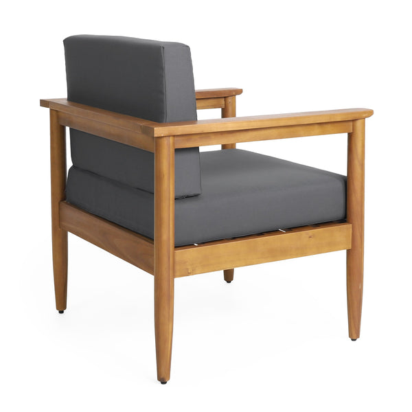 English Elm Christopher Knight Home® - GAVIN Acacia Club Chair Dark Grey with Water-Resistant Cushions, Slat Wood Design, 29"W x 27"D 67311.00DGRY