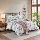 Madison Park Zennia Farm House 7 Piece Printed Seersucker Comforter Set with Throw Blanket MP10-8403 Taupe/Blush