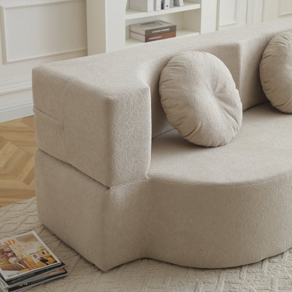 English Elm 2-in-1 Folding Floor Sofa Foam Sleeper Twin Futon Couch for Compact Living Spaces Khaki W1117P419831