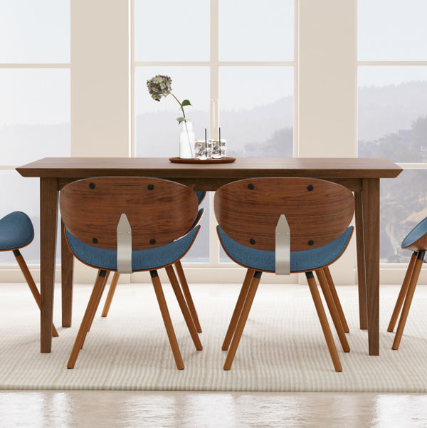 English Elm Colby Solid Wood Dining Table with Tapered Legs, 6-Seater Rectangular Top, Durable Lacquer Finish Walnut B136P203498